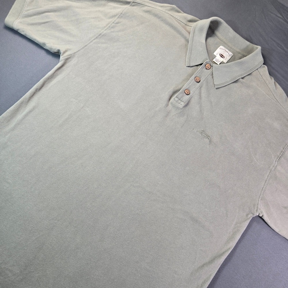 Original Island Sport Men's Polo Shirt Large Sage Green Cotton Marlin FT-103